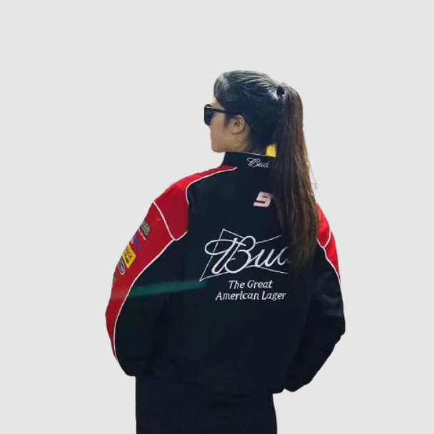 Black Budweiser Vintage Racing Jacket