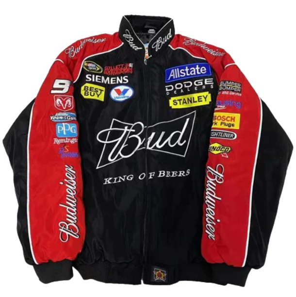 Black Budweiser Vintage Racing Jacket